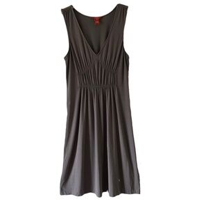 Sundance | Gray Sleeveless Smocked V-Neck Midi Dress, Medium